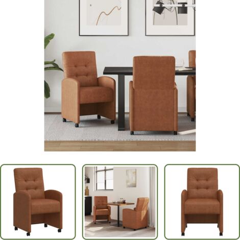 vidaXL Sedie da cucina con ruote -  Sedie da Pranzo con Ruote 2 pcs Marrone 58 x 67 x 97 cm