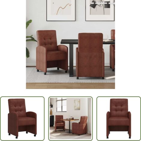 vidaXL Sedie da cucina con ruote -  Sedie da Pranzo con Ruote 2 pcs Marrone lucido 58 x 67 x 97 cm