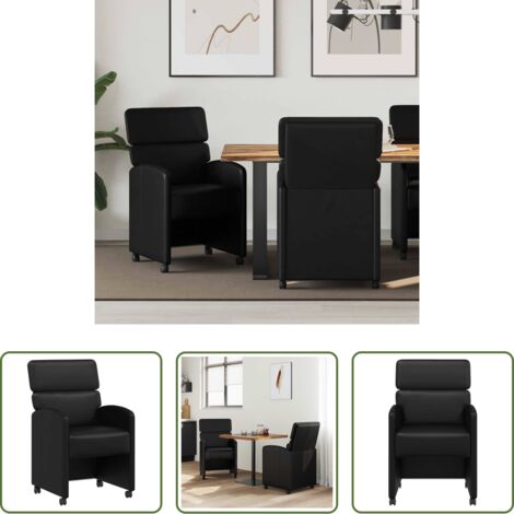 vidaXL Sedie da cucina con ruote -  Sedie da Pranzo con Ruote con ruote 2 pcs Nero 58 x 65 x 98 cm