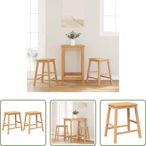 vidaXL Sedie da cucina -  Sedie da Bar 2 pz in Legno Massello di Hevea