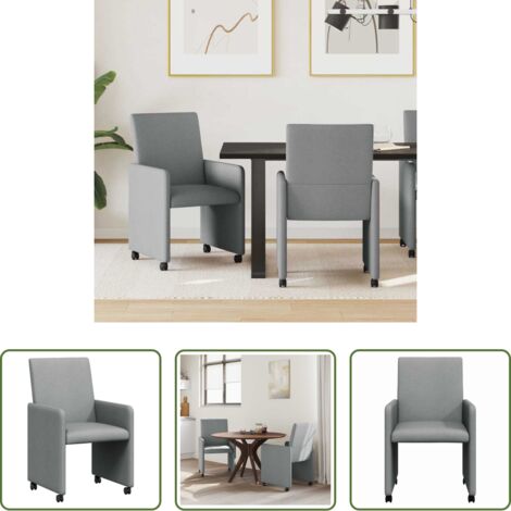 vidaXL Sedie da cucina -  Sedie da Pranzo con Ruote 2 pcs Grigio chiaro 57 x 66 x 94 cm