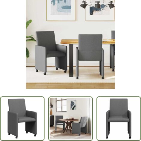 vidaXL Sedie da cucina -  Sedie da Pranzo con Ruote 2 pcs Grigio scuro 57 x 66 x 94 cm