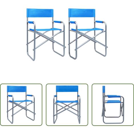 vidaXL Sedie da esterni -  Sedie da Regista 2 pz in Acciaio Blu