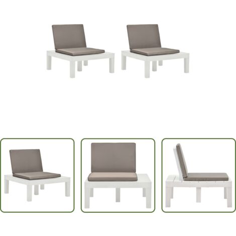vidaXL Sedie da esterno -  Sedie a Sdraio da Giardino e Cuscini 2 pz in Plastica Bianche