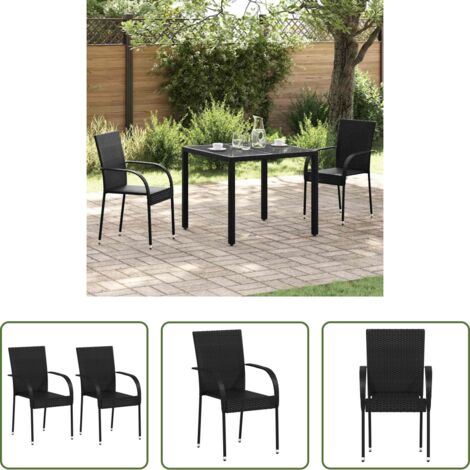 vidaXL Sedie da esterno -  Sedie da Esterno Impilabili 2 pz in Polyrattan Nere