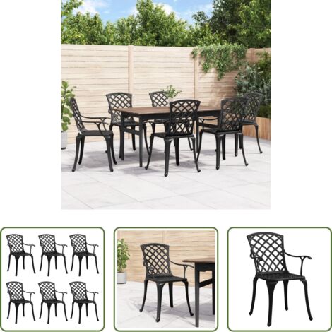 vidaXL Sedie da esterno -  Sedie da Giardino 6 pz in Alluminio Pressofuso Nero