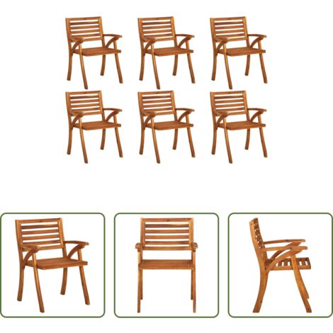 vidaXL Sedie da esterno -  Sedie da Giardino 6 pz in Legno Massello di Acacia