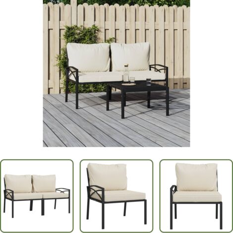 vidaXL Sedie da esterno -  Sedie da Giardino con Cuscini Sabbia 2pz 62x75x79 cm Acciaio
