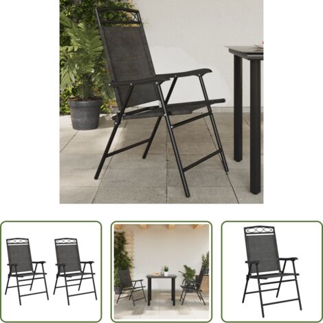 vidaXL Sedie da esterno -  Sedie da Giardino Pieghevoli 2 pz in Acciaio Grigio e Textilene