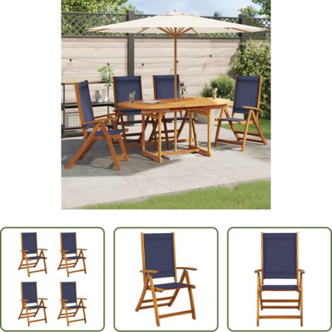 vidaXL Sedie da esterno - Sedie da Giardino Pieghevoli 4 pz Massello d'Acacia e Textilene