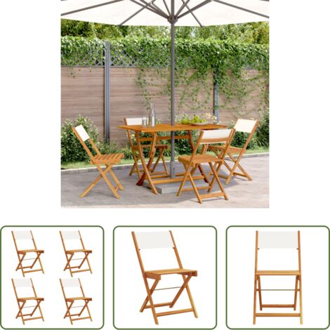 vidaXL Sedie da esterno -  Sedie da Giardino Pieghevoli 4pz Bianco Crema Tessuto e Legno