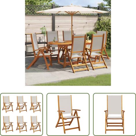 vidaXL Sedie da esterno - Sedie da Giardino Pieghevoli 6 pz Massello d'Acacia e Textilene