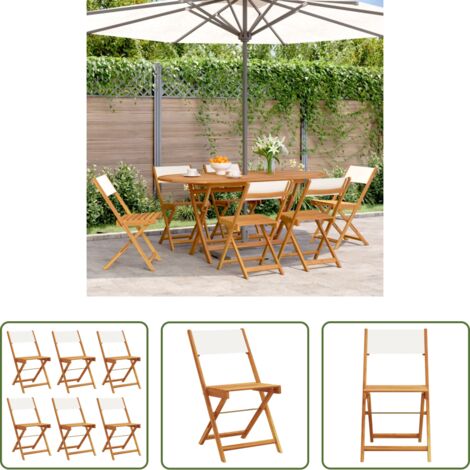 vidaXL Sedie da esterno -  Sedie da Giardino Pieghevoli 6pz Bianco Crema Tessuto e Legno