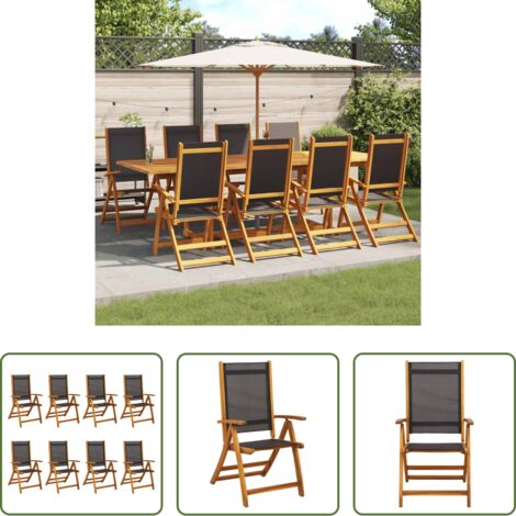 vidaXL Sedie da esterno - Sedie da Giardino Pieghevoli 8 pz Massello d'Acacia e Textilene