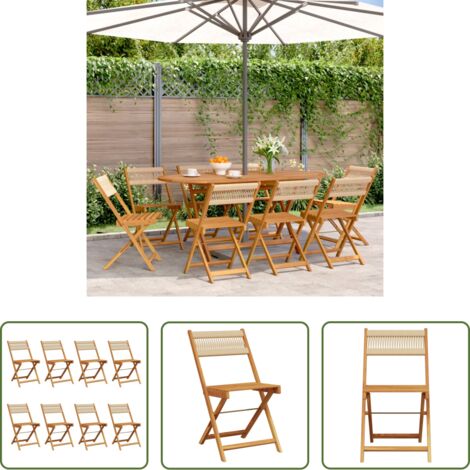 vidaXL Sedie da esterno -  Sedie da Giardino Pieghevoli 8pz Beige Legno Massello di Acacia