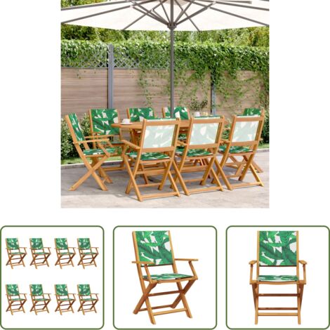vidaXL Sedie da esterno -  Sedie da Giardino Pieghevoli 8pz Verde Tessuto e Legno Massello