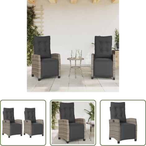 vidaXL Sedie da esterno -  Sedie da Giardino Reclinabili 2 pz con Poggiapiedi Polyrattan
