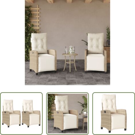 vidaXL Sedie da esterno -  Sedie da Giardino Reclinabili 2 pz con Poggiapiedi Polyrattan