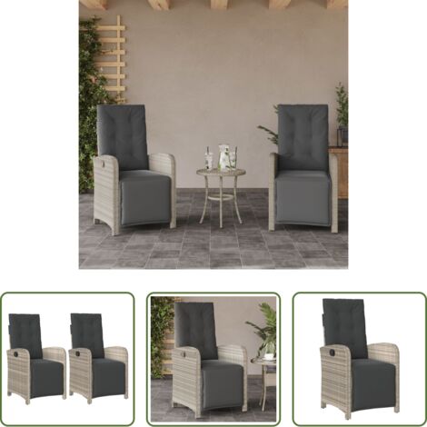 vidaXL Sedie da esterno -  Sedie da Giardino Reclinabili 2 pz con Poggiapiedi Polyrattan