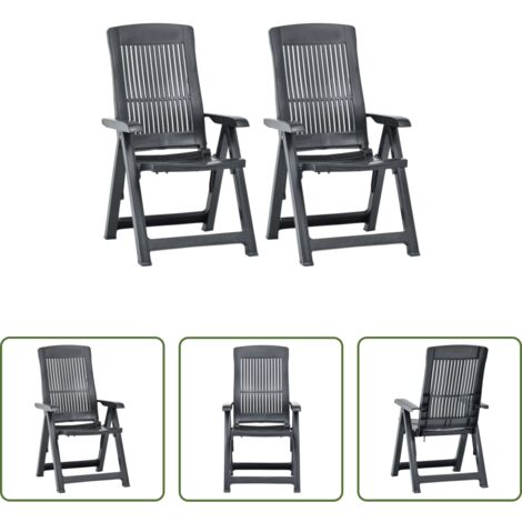 vidaXL Sedie da esterno -  Sedie da Giardino Reclinabili 2 pz in Plastica Antracite