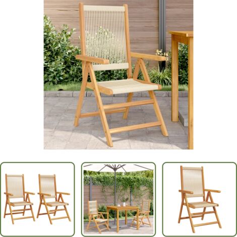 vidaXL Sedie da esterno -  Sedie Giardino 2 pz Beige Legno Massello Acacia e Polipropilene
