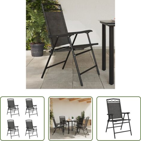 vidaXL Sedie da esterno -  Sedie Giardino Pieghevoli 4 pz Grigio Mélange Acciaio Textilene