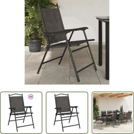 vidaXL Sedie da esterno -  Sedie Giardino Pieghevoli 8 pz Acciaio Grigio Mélange Textilene