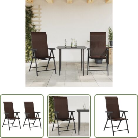 vidaXL Sedie da esterno - Sedie Pieghevoli da Giardino 2 pz Marroni in Polyrattan