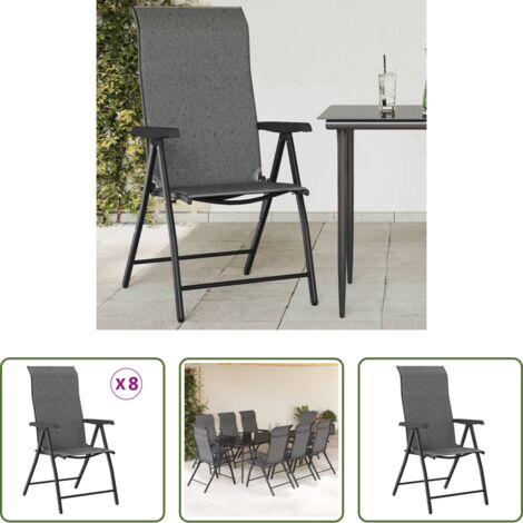 vidaXL Sedie da esterno - Sedie Pieghevoli da Giardino 8 pz Grigie in Polyrattan