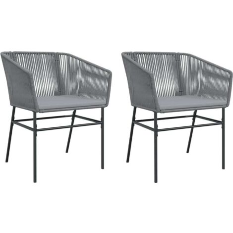 vidaXL Sedie da Giardino 2 pz con Cuscini Grigio in Polyrattan