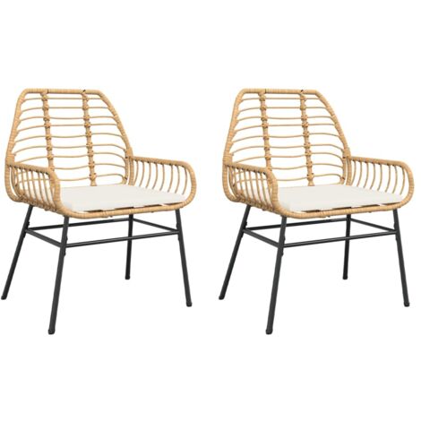 vidaXL Sedie da Giardino 2pz con Cuscini Marrone in Polyrattan