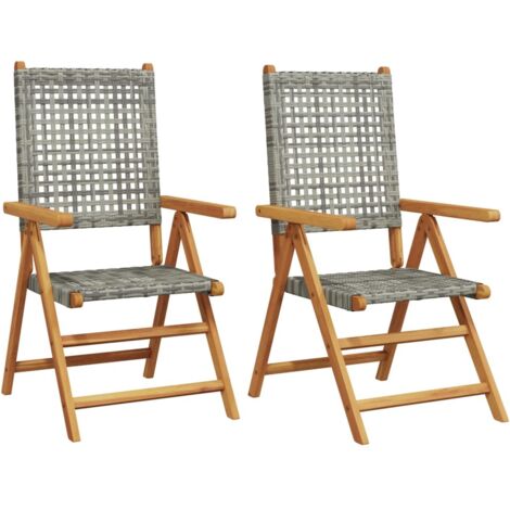 vidaXL Sedie da Giardino 2pz Grigie Legno Massello Acacia e Polyrattan