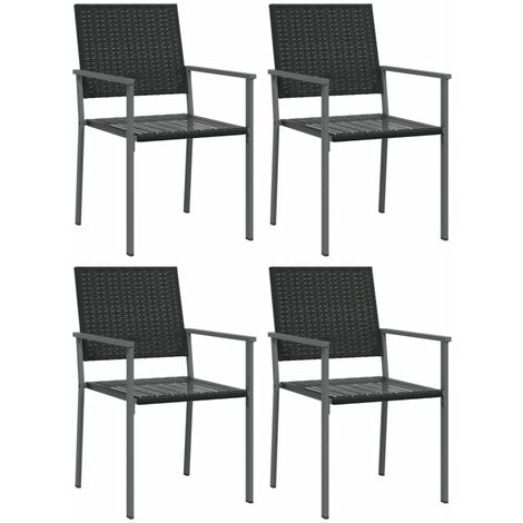 vidaXL Sedie da Giardino 4 pz Nere 54x62,5x89 cm in Polyrattan