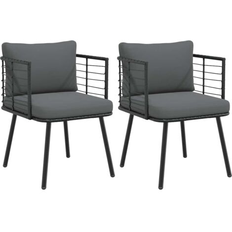vidaXL Sedie da Giardino con Cuscini 2 pz Nere in Polyrattan