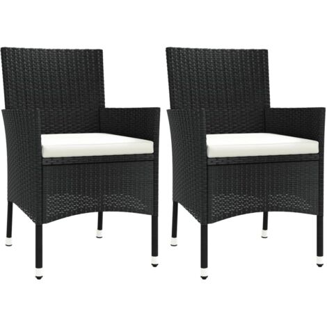 vidaXL Sedie da giardino con cuscini 2 pz nere in polyrattan (solo UK/IE/FI/NO)