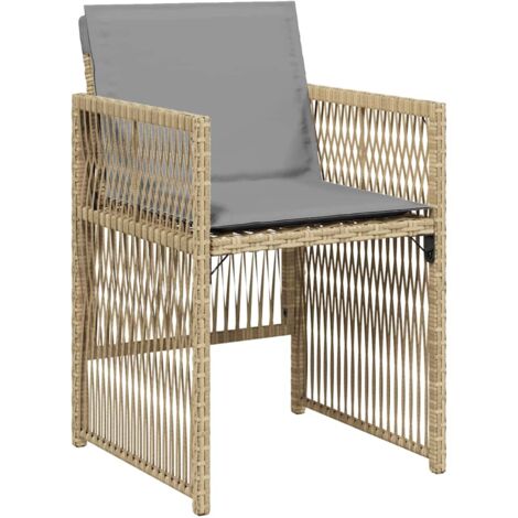 vidaXL Sedie da Giardino con Cuscini 4 pz Beige Misto in Polyrattan
