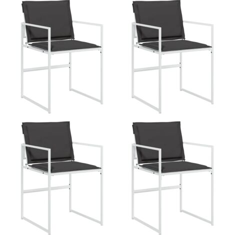 vidaXL Sedie da Giardino con Cuscini 4 pz Bianchi Acciaio e Textilene