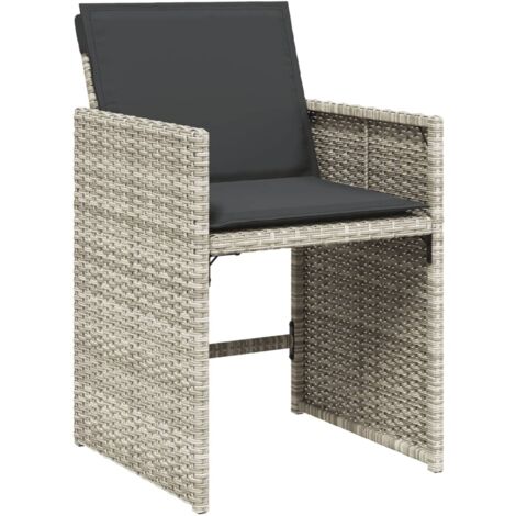 vidaXL Sedie da Giardino con Cuscini 4 pz Grigio Chiaro in Polyrattan