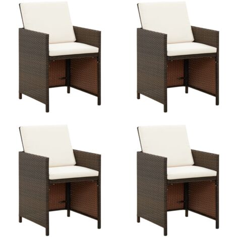 vidaXL Sedie da Giardino con Cuscini 4 pz in Polyrattan Marrone