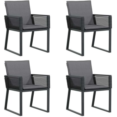 vidaXL Sedie da Giardino con Cuscini 4 pz Nere in Polyrattan