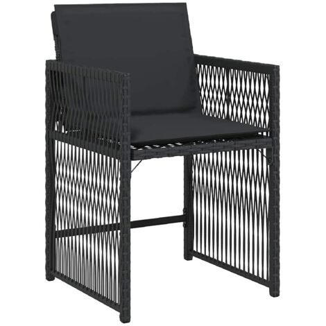 vidaXL Sedie da Giardino con Cuscini 4 pz Nere in Polyrattan
