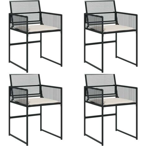 vidaXL Sedie da Giardino con Cuscini 4 pz Nere in Polyrattan