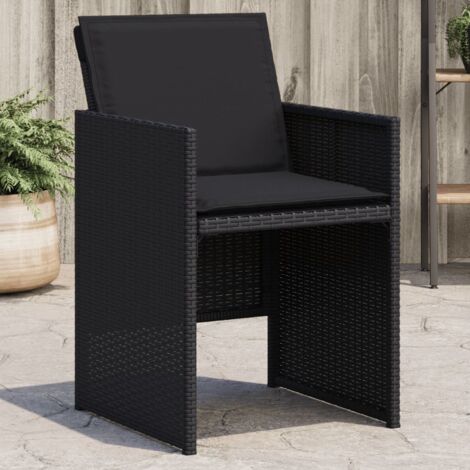 vidaXL Sedie da Giardino con Cuscini 4 pz Nere in Polyrattan