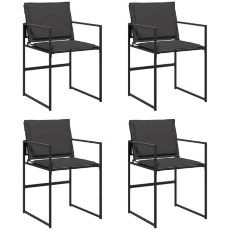 vidaXL Sedie da Giardino con Cuscini 4 pz Neri in Acciaio e