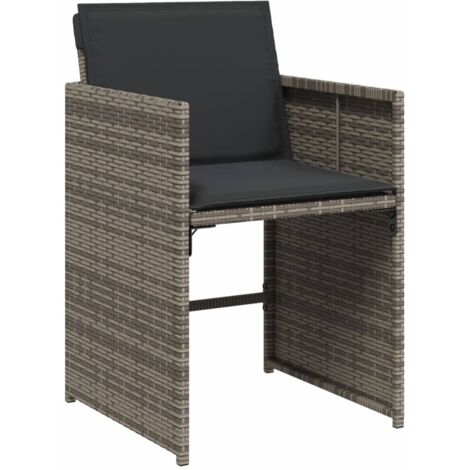 vidaXL Sedie da Giardino con Cuscini 4pz Grigio in Polyrattan