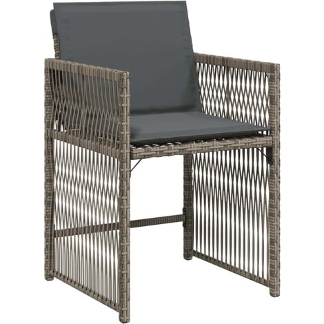 vidaXL Sedie da Giardino con Cuscini 4pz Grigio in Polyrattan