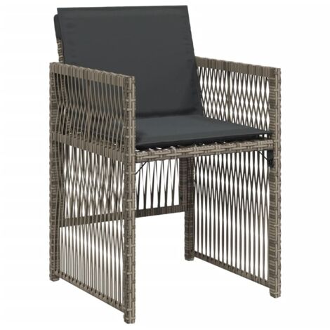 vidaXL Sedie da Giardino con Cuscini 4pz Grigio in Polyrattan