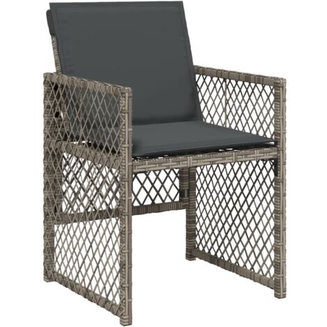 vidaXL Sedie da Giardino con Cuscini 4pz Grigio in Polyrattan