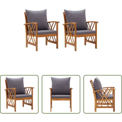 vidaXL Sedie da giardino in acacia -  Sedie da Giardino con Cuscini 2 pz in Massello di Acacia
