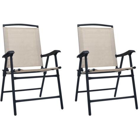 vidaXL Sedie da Giardino Pieghevoli 2 pz in Textilene Crema
